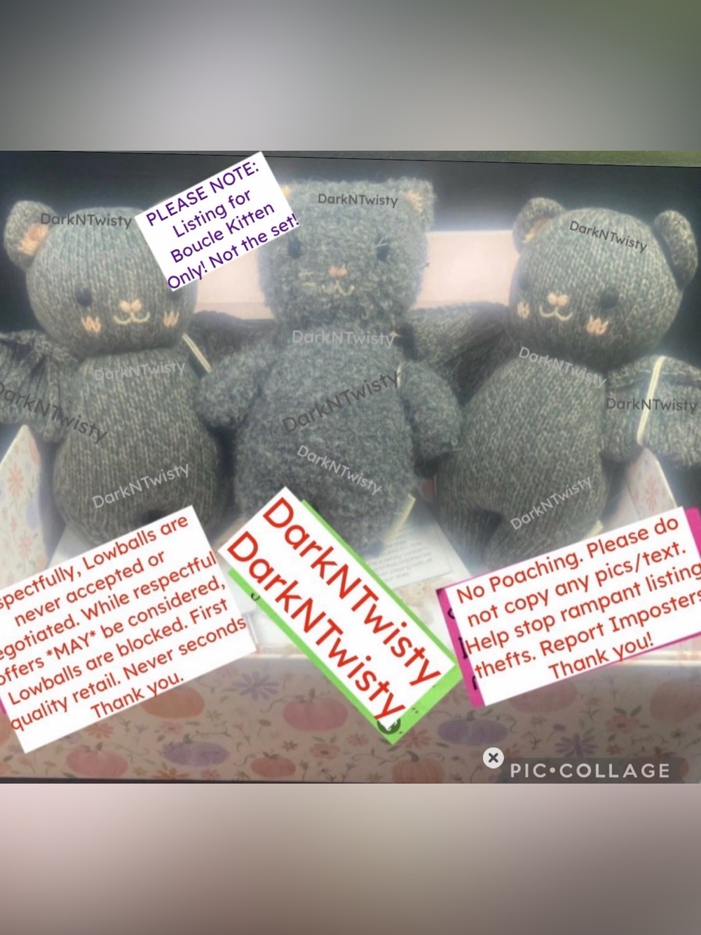 1 BNWT CUDDLE + KIND CHARCOAL BOUCLE  BLACK CAT ONLY NOT SET  PLEASE READ